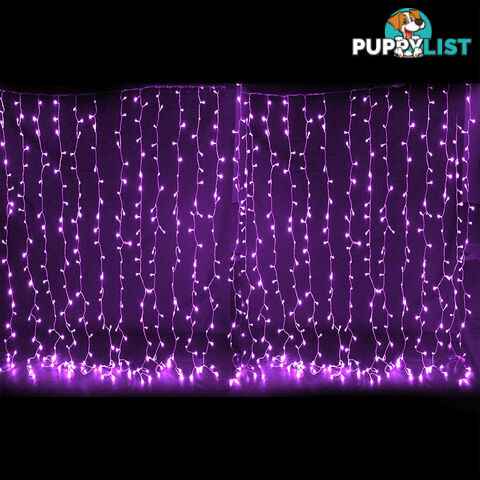 600 LED Christmas Curtain Lights Purple