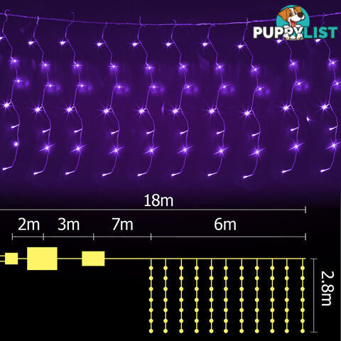 600 LED Christmas Curtain Lights Purple