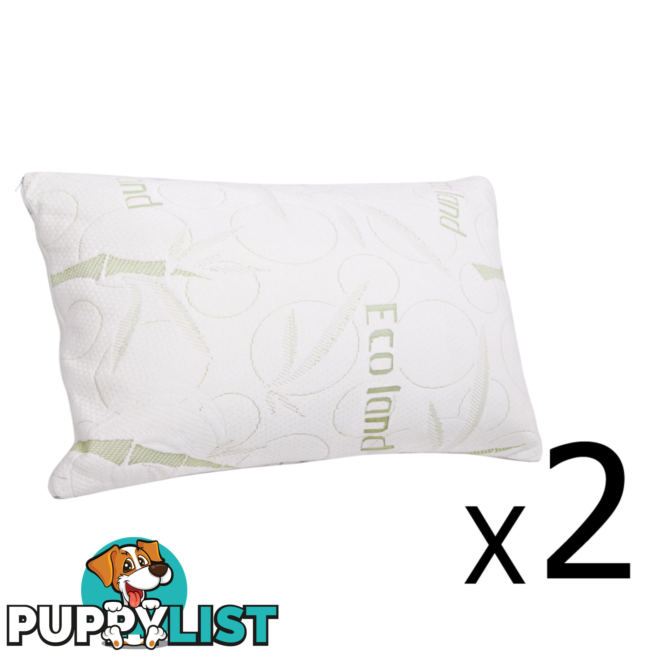 Set of 2 Bamboo Fabric Cover Shredded Memory Foam Pillow 70 x 40 cm