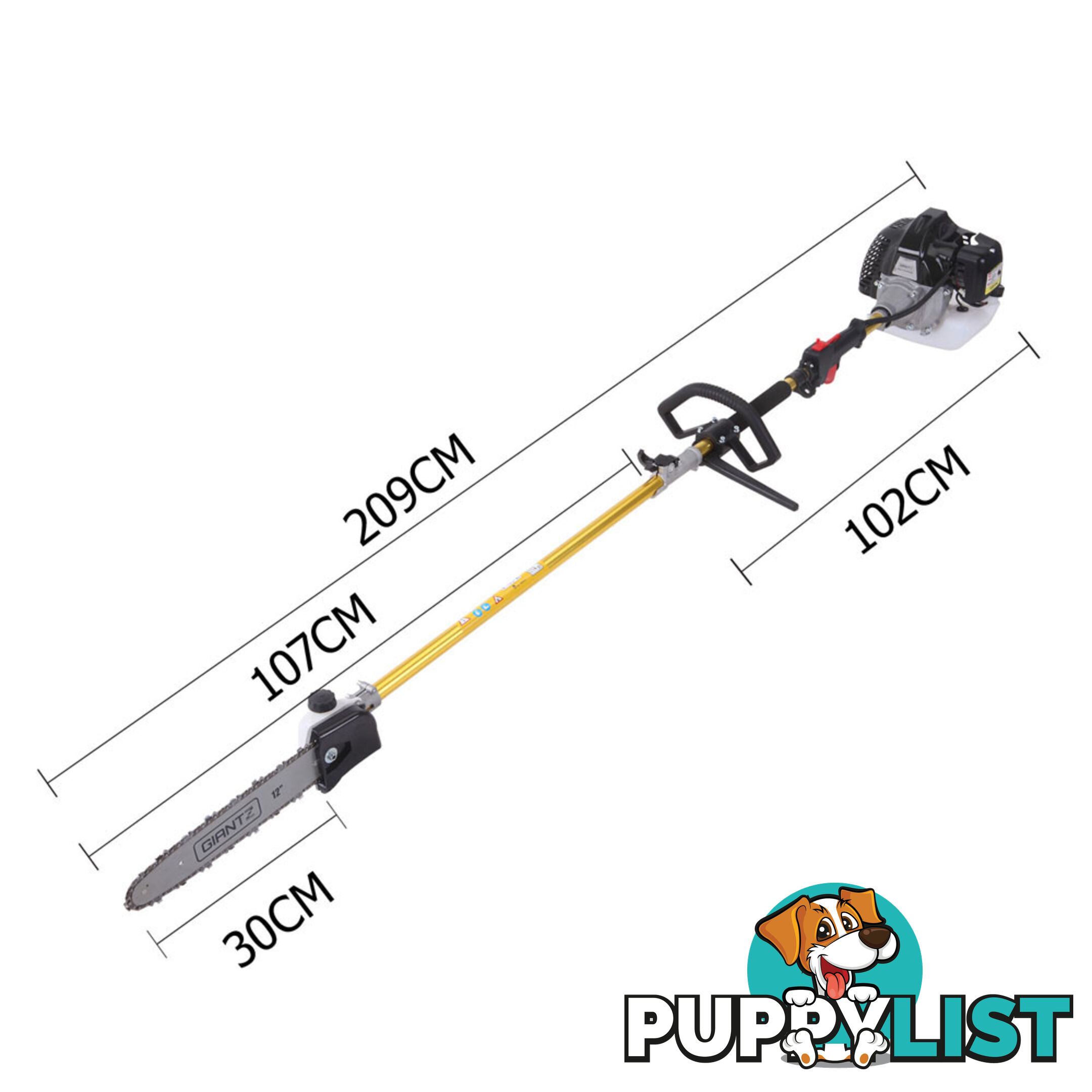 65cc 9 In 1 Petrol Pole Chainsaw Hedge Trimmer Whipper Snipper Pruner