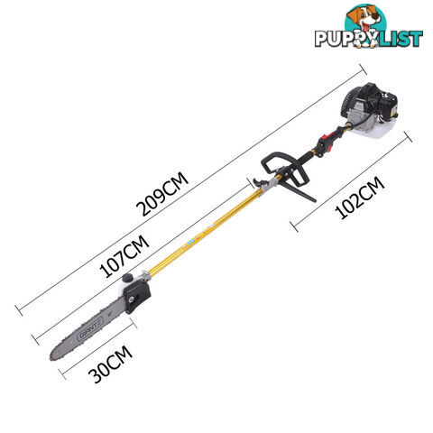 65cc 9 In 1 Petrol Pole Chainsaw Hedge Trimmer Whipper Snipper Pruner