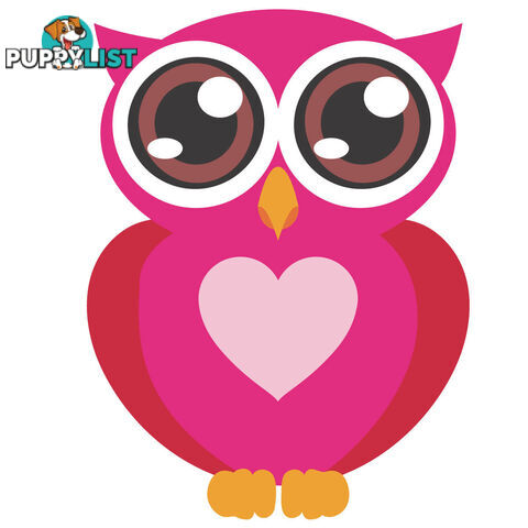 10 X Pink Owl with Big Eyes Wall Stickers - Totally Movable