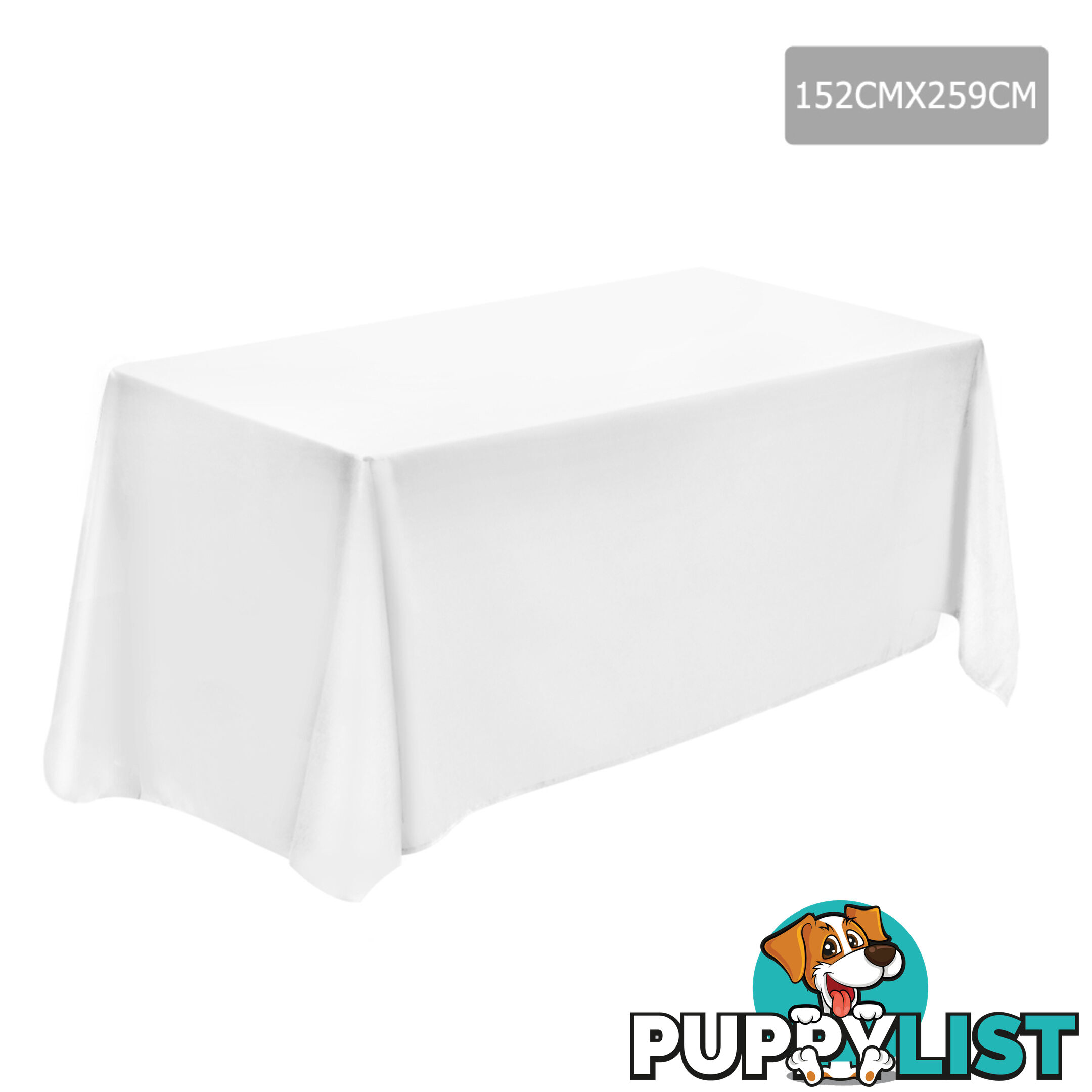 6 Pcs Wedding Table Cloth Rectangle 259cm White