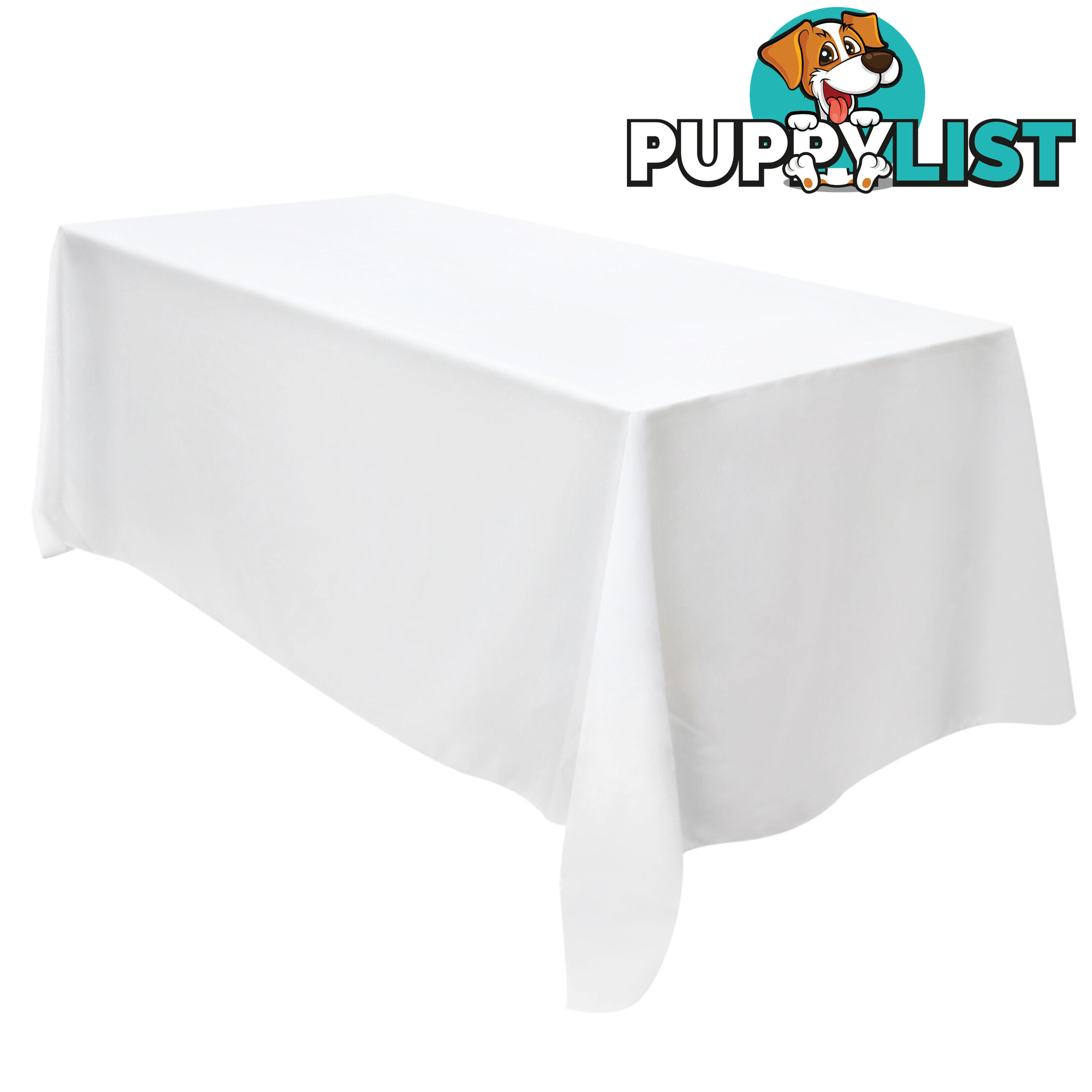 6 Pcs Wedding Table Cloth Rectangle 259cm White