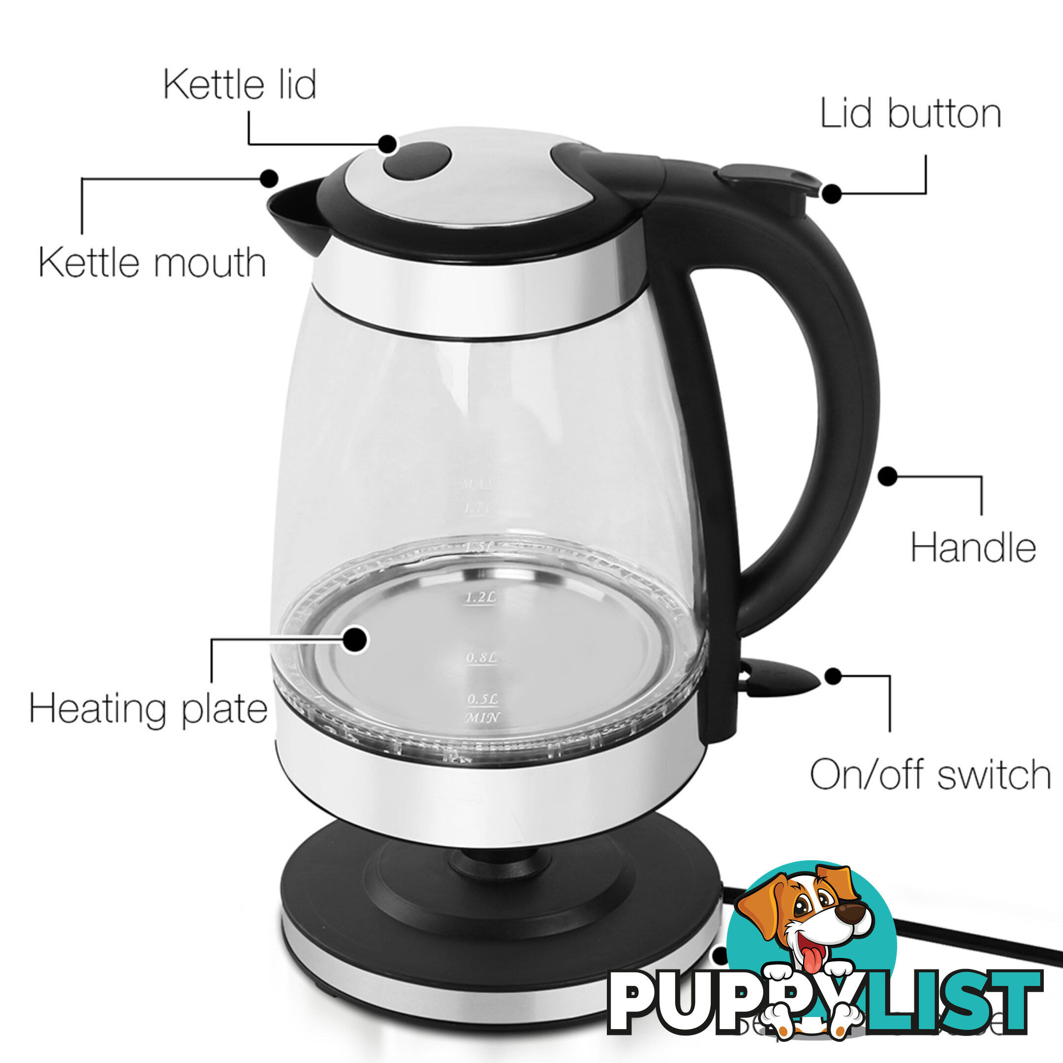 LED Cordless Glass Kettle _ 1.7L