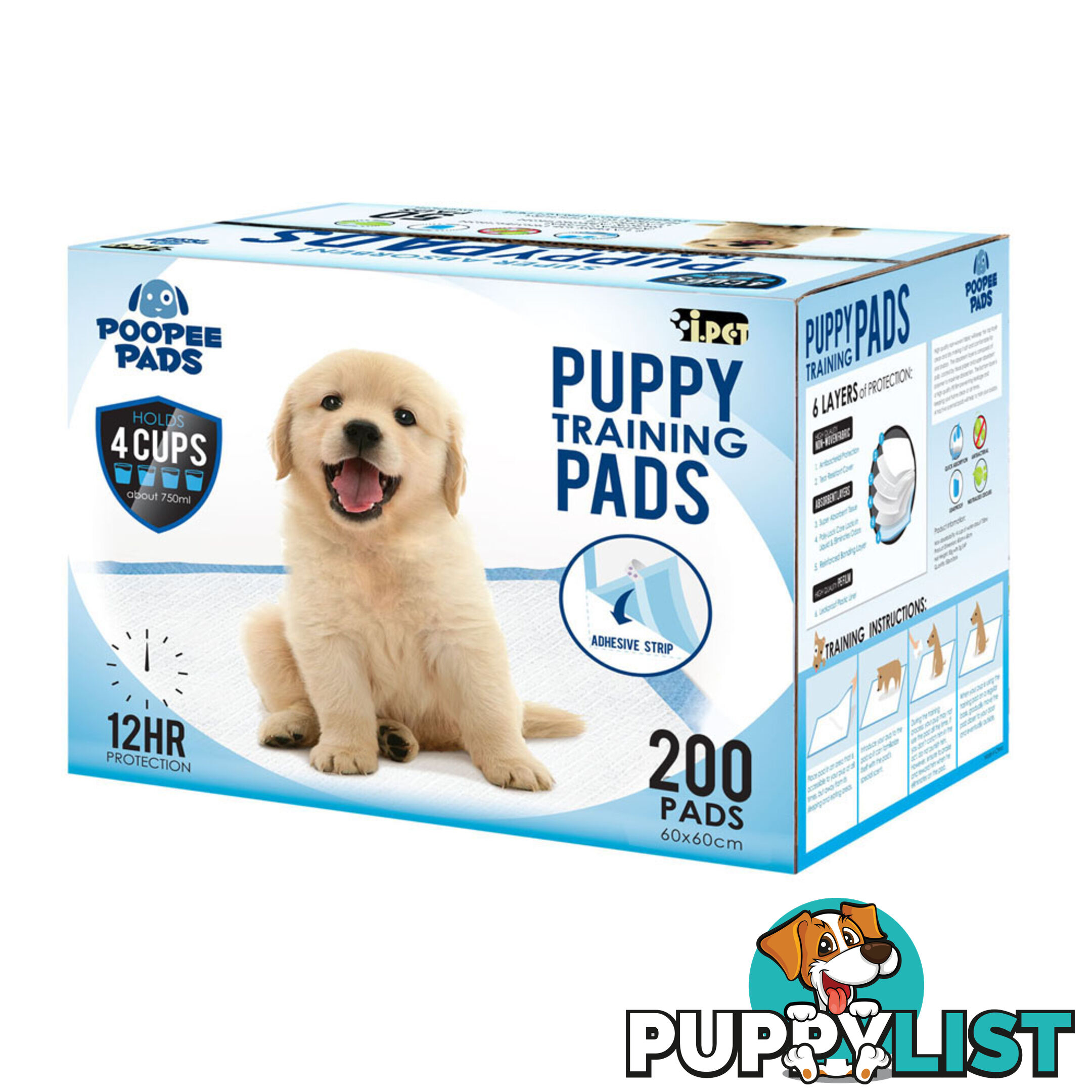 200 Puppy Pet Dog Toilet Training Pads Blue