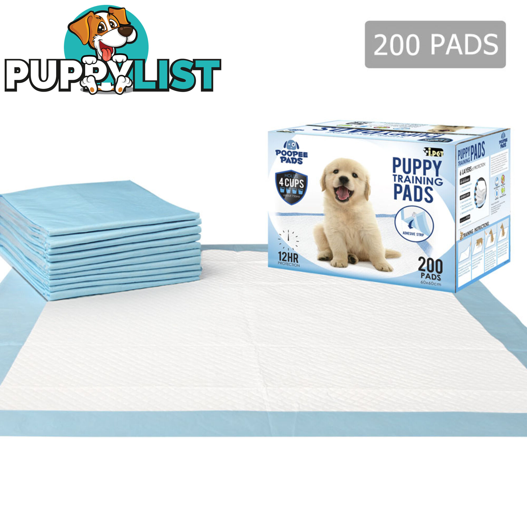 200 Puppy Pet Dog Toilet Training Pads Blue