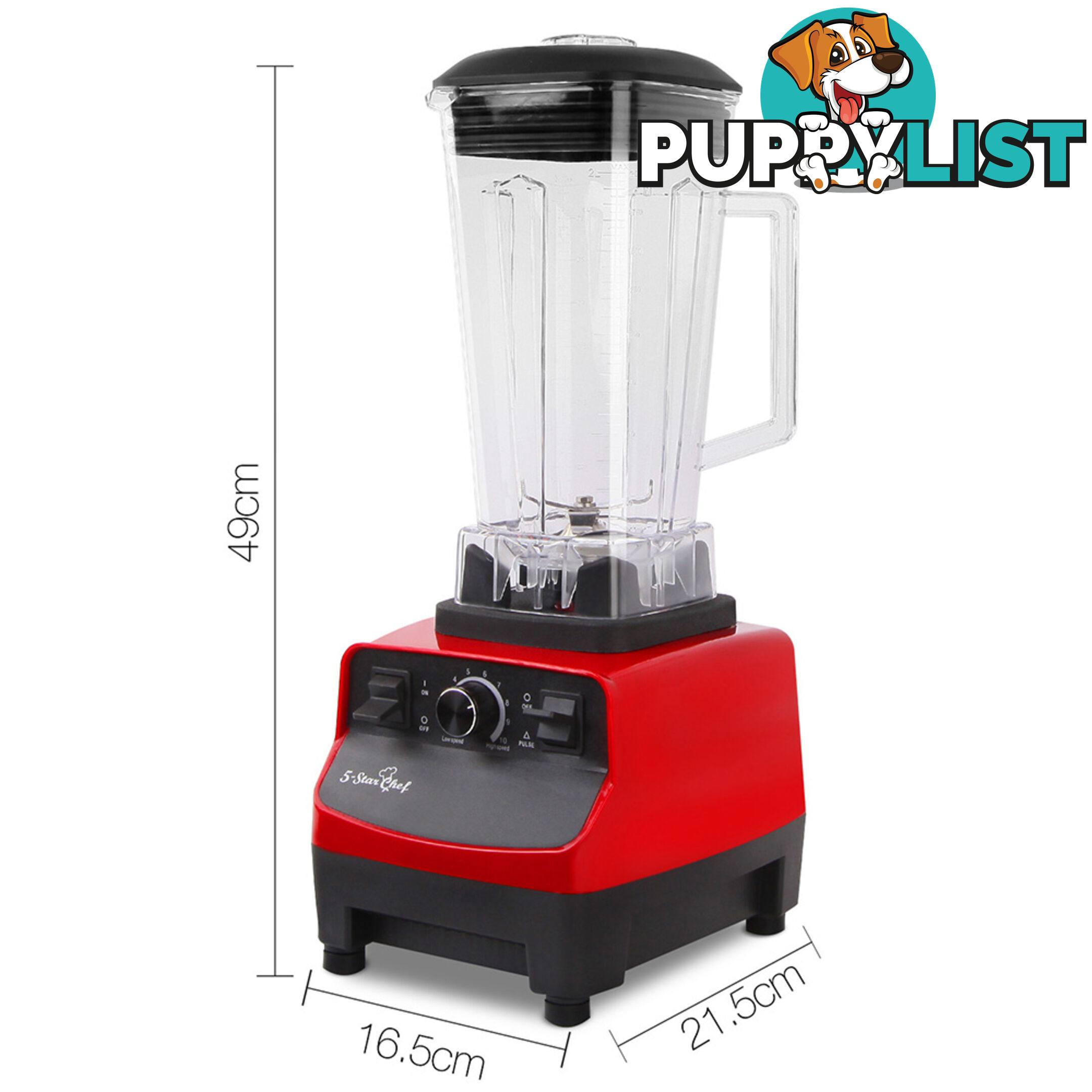 2-in-1 Food Processor & Blender 2L - Red