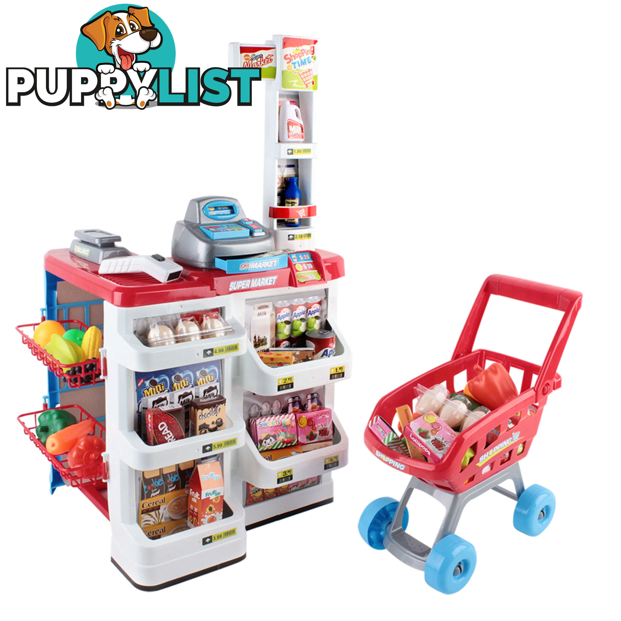 Supermarket Pretend Play Set Red White