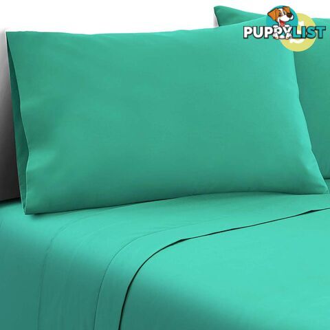 3 Piece Microfibre Sheet Set Single _ Aqua