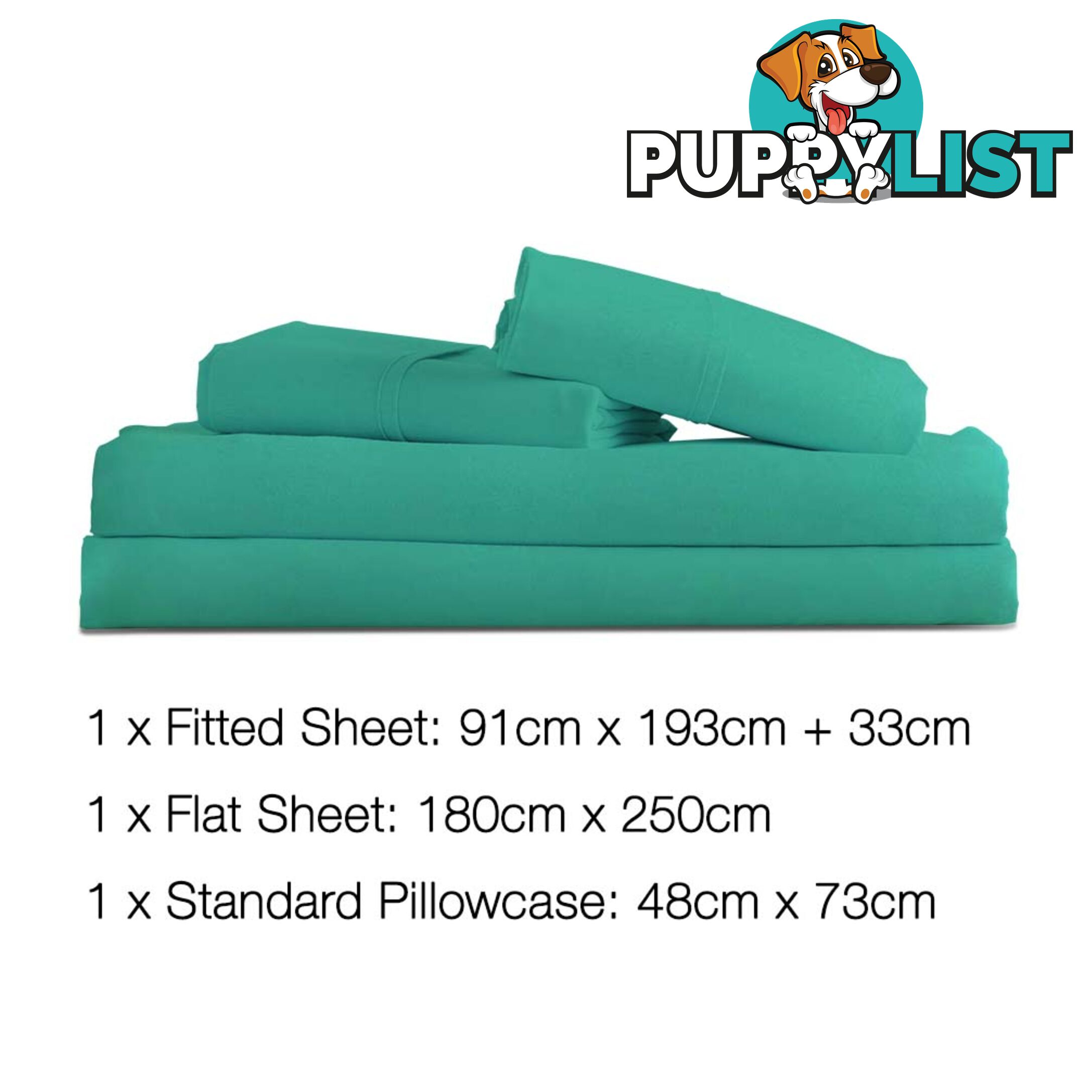 3 Piece Microfibre Sheet Set Single _ Aqua