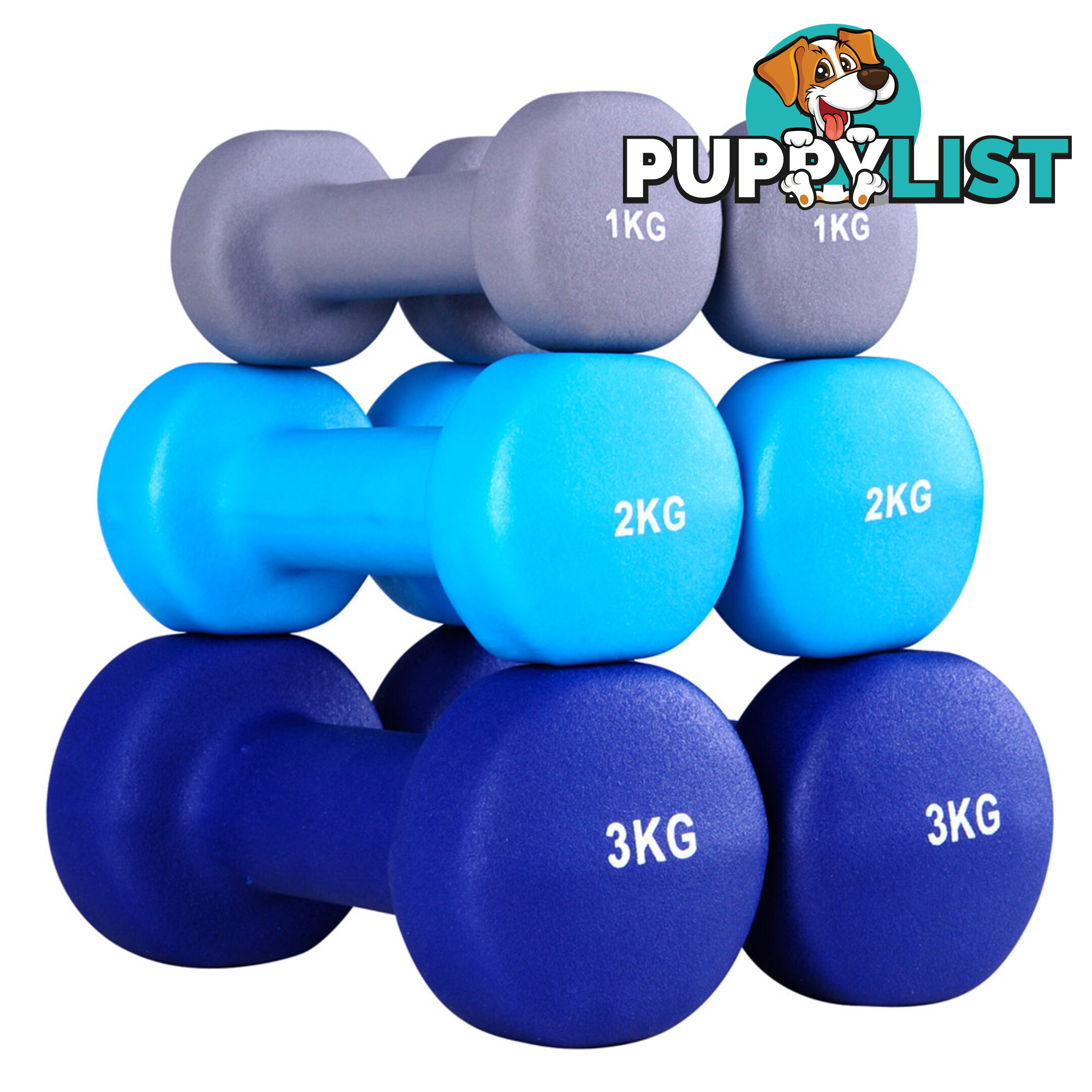 Everfit 6 Piece 12kg Dumbbell Weights Set w/ Stand