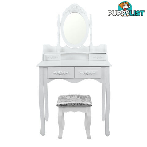 4 Drawer Dressing Table w/ Mirror White