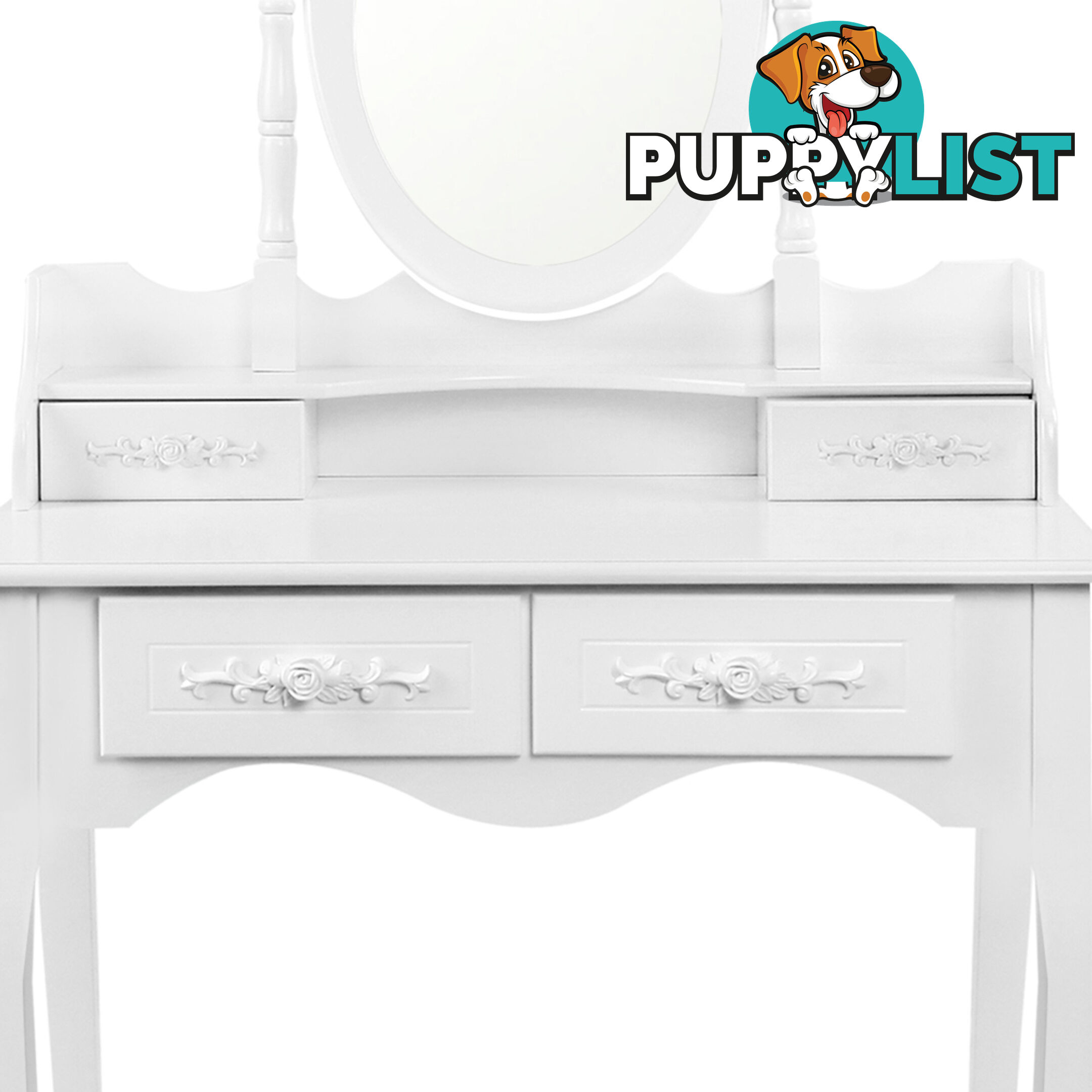 4 Drawer Dressing Table w/ Mirror White