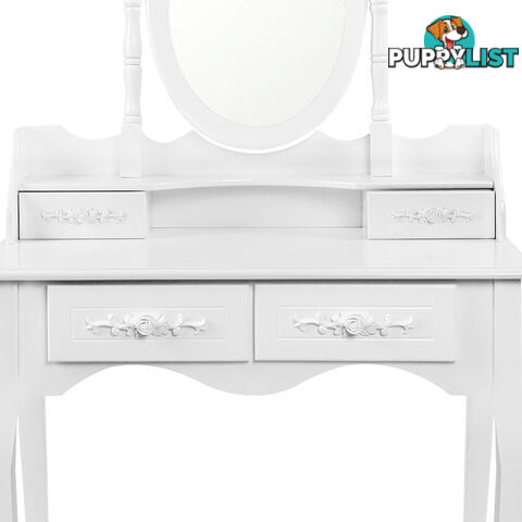 4 Drawer Dressing Table w/ Mirror White