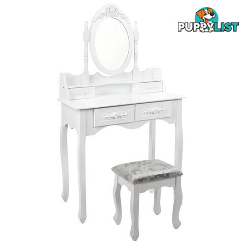 4 Drawer Dressing Table w/ Mirror White