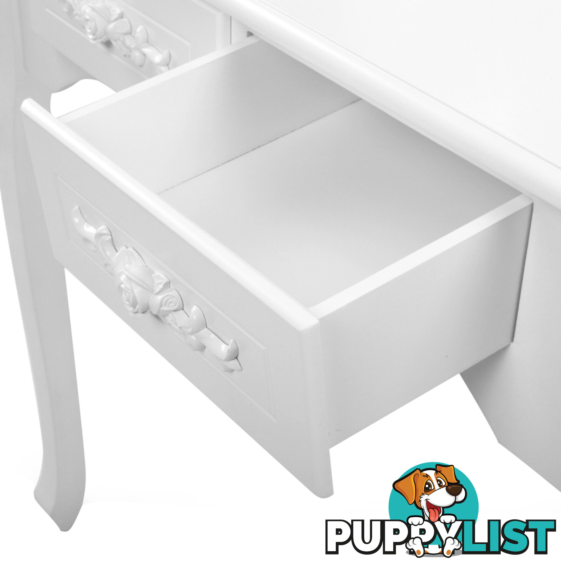 4 Drawer Dressing Table w/ Mirror White