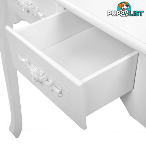 4 Drawer Dressing Table w/ Mirror White