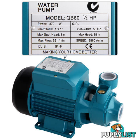 Electric Clean Water Pump 35L/Min 1/2/HP