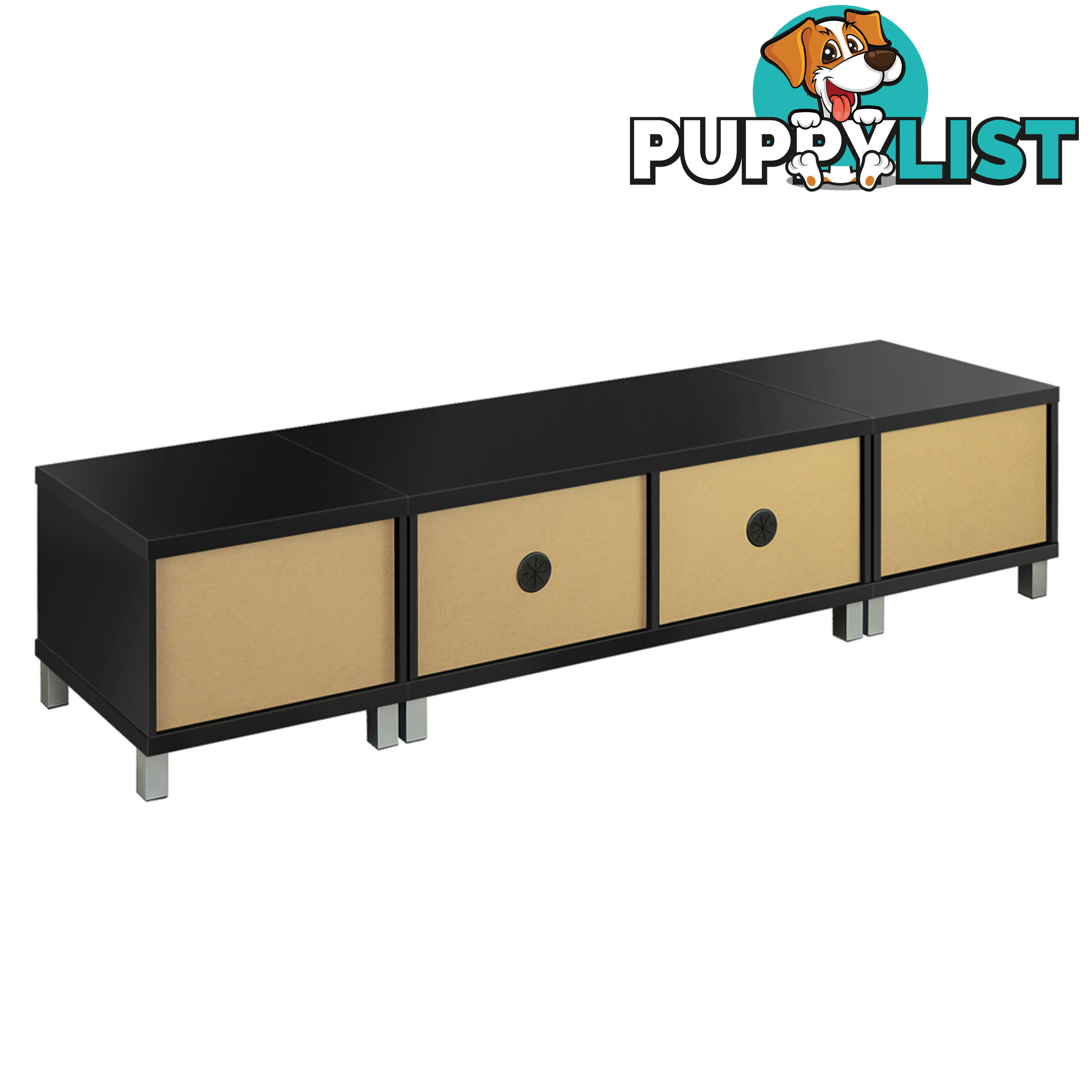 TV Stand Entertainment Unit Lowline Cabinet Drawer Black