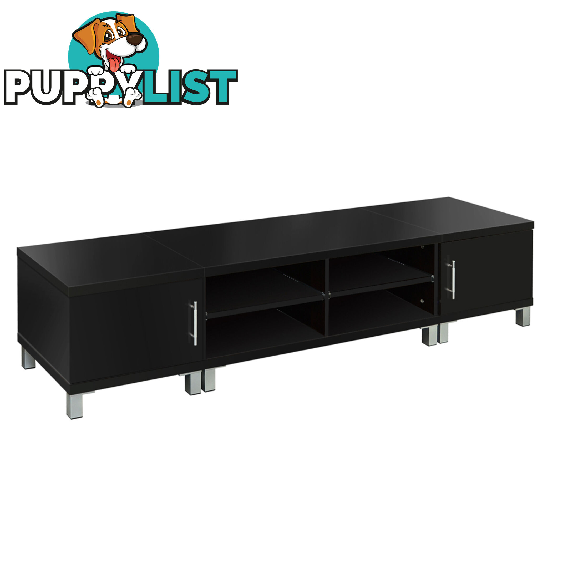 TV Stand Entertainment Unit Lowline Cabinet Drawer Black