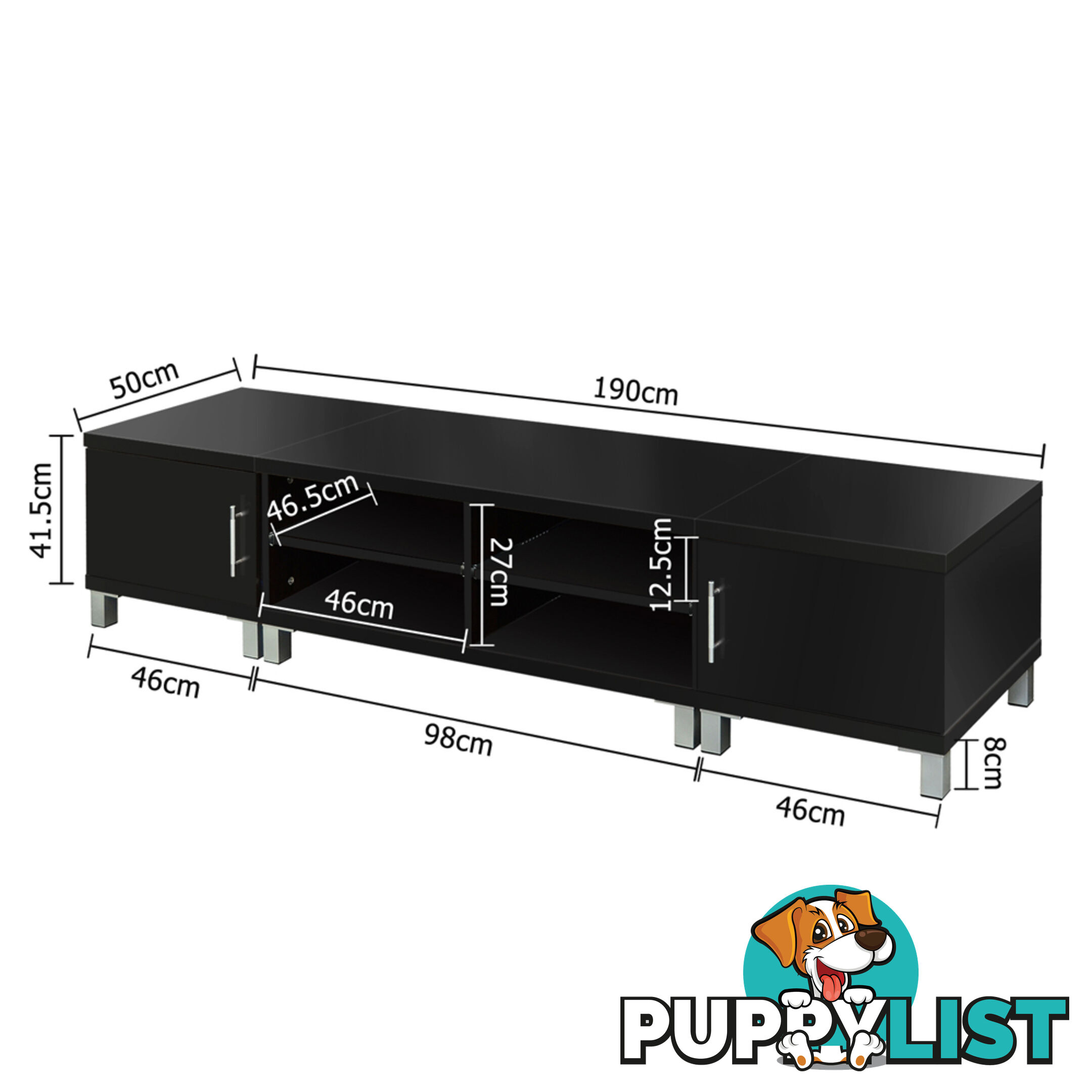 TV Stand Entertainment Unit Lowline Cabinet Drawer Black