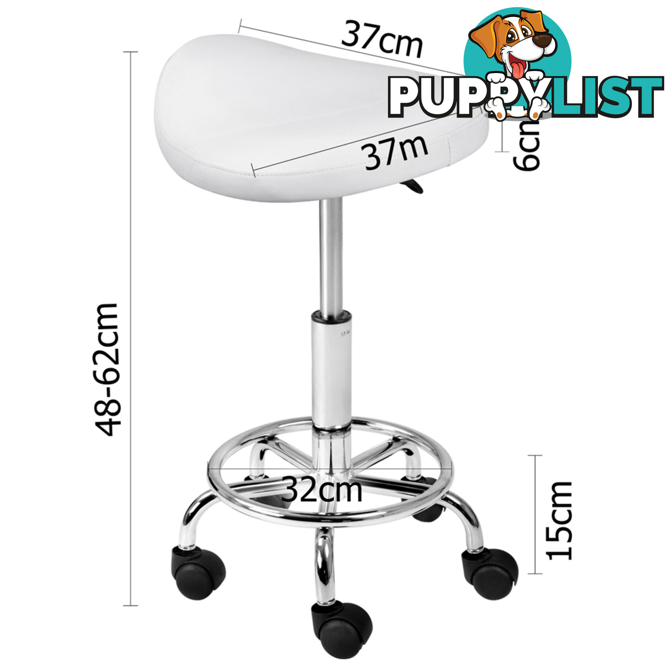 Saddle PU Swivel Salon Stool White