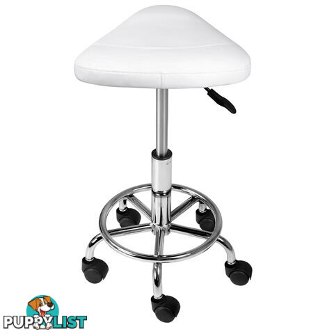 Saddle PU Swivel Salon Stool White