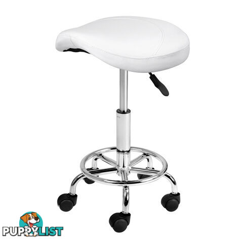 Saddle PU Swivel Salon Stool White