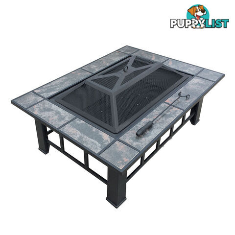 Outdoor Fire Pit BBQ Table Grill Fireplace w/ Ice Tray