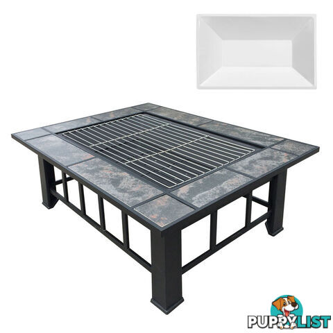 Outdoor Fire Pit BBQ Table Grill Fireplace w/ Ice Tray