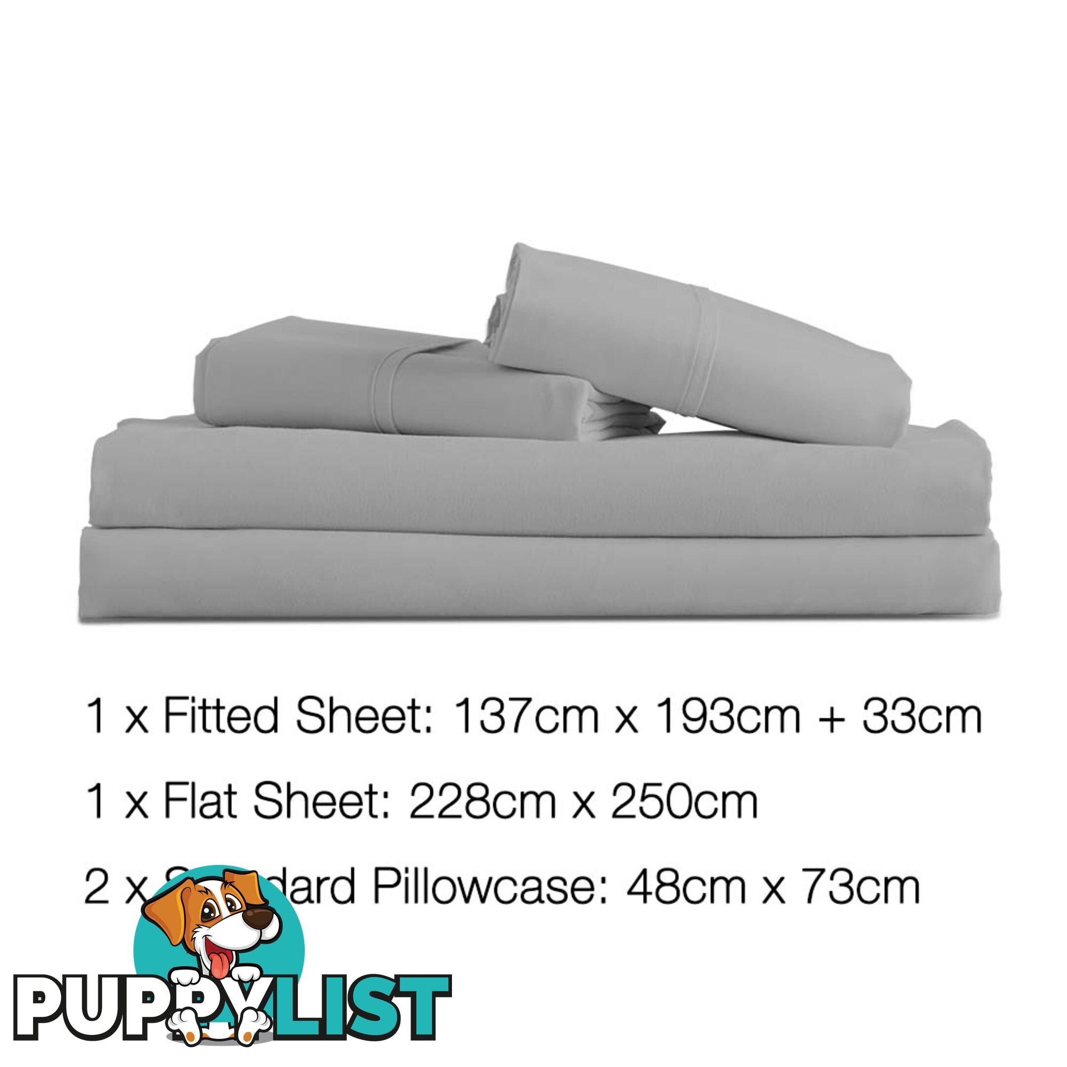 4 Piece Microfibre Sheet Set Double_ Grey