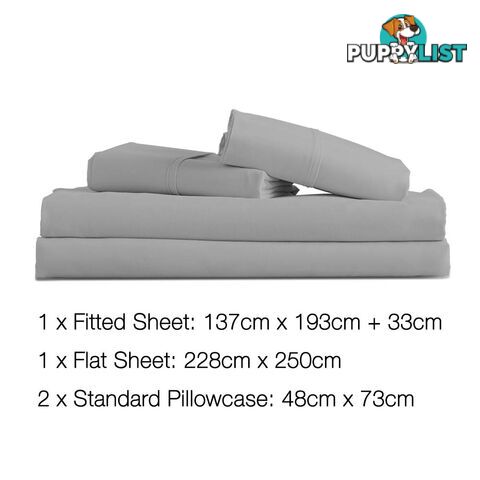 4 Piece Microfibre Sheet Set Double_ Grey