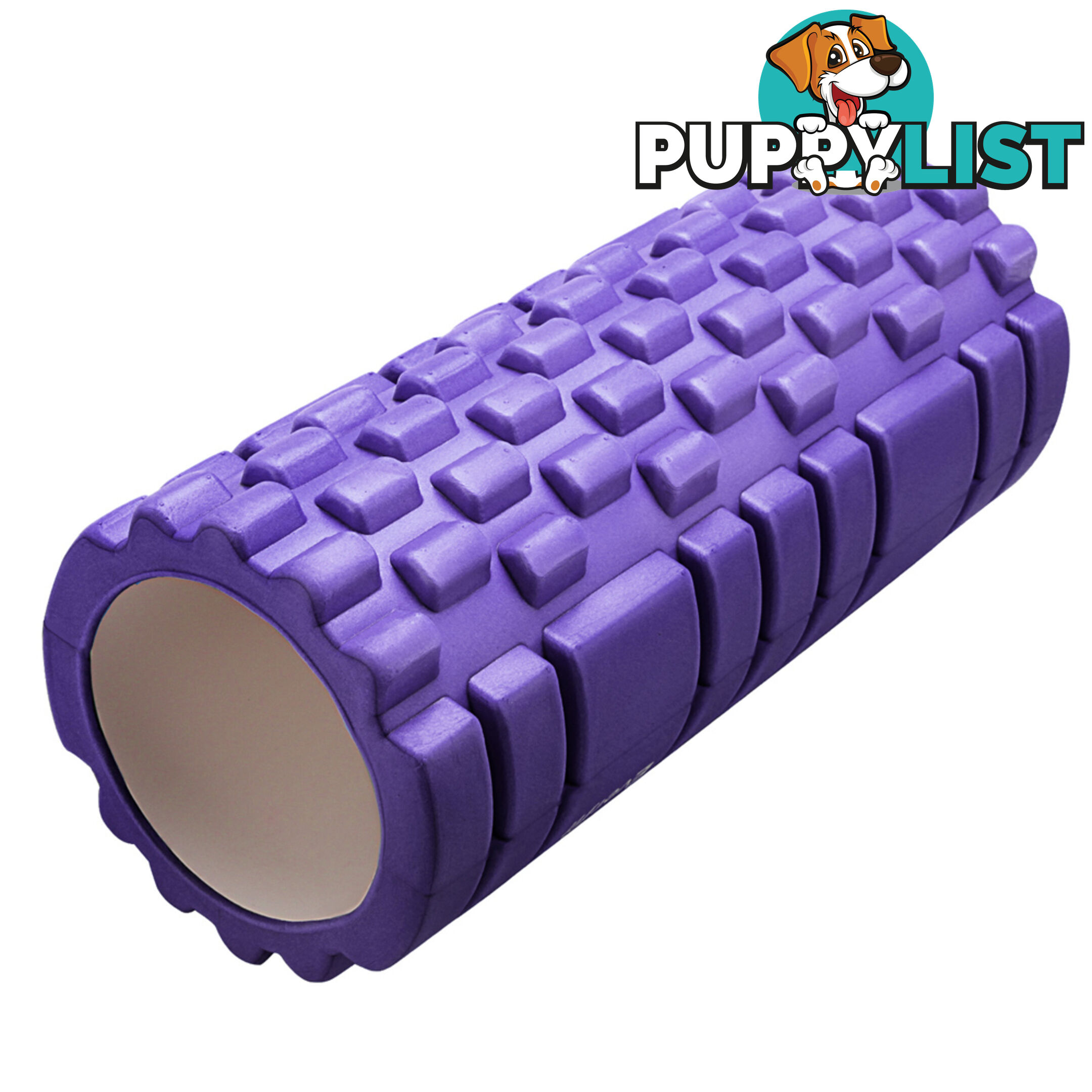 Yoga Gym Pilates EVA Grid Foam Roller Purple 33 x 14cm