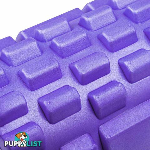 Yoga Gym Pilates EVA Grid Foam Roller Purple 33 x 14cm