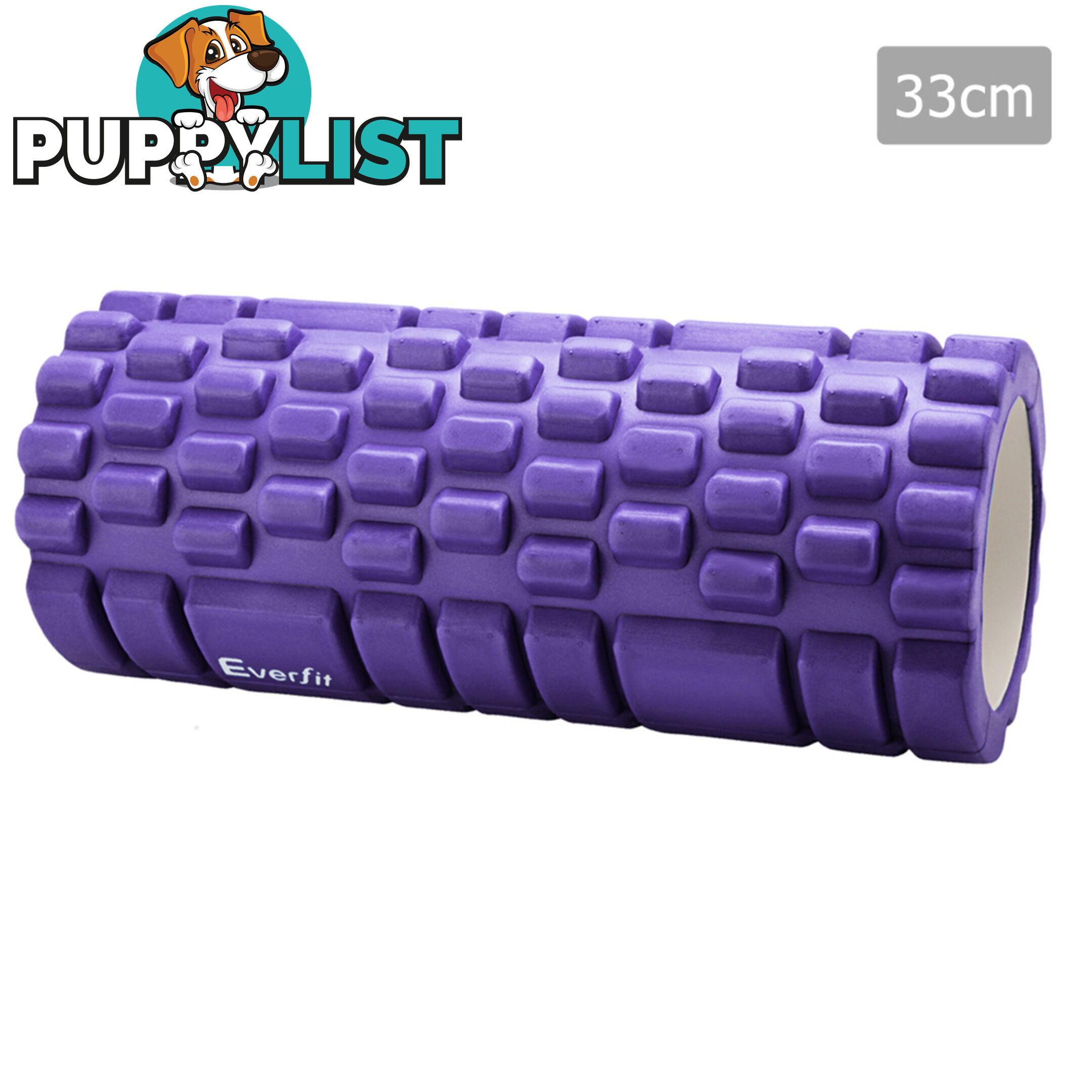 Yoga Gym Pilates EVA Grid Foam Roller Purple 33 x 14cm