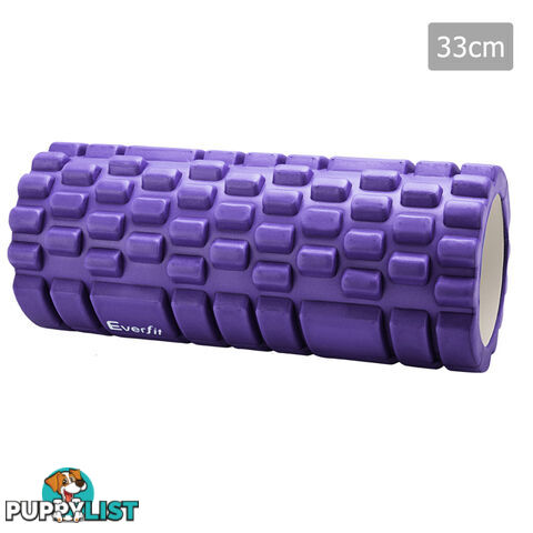 Yoga Gym Pilates EVA Grid Foam Roller Purple 33 x 14cm