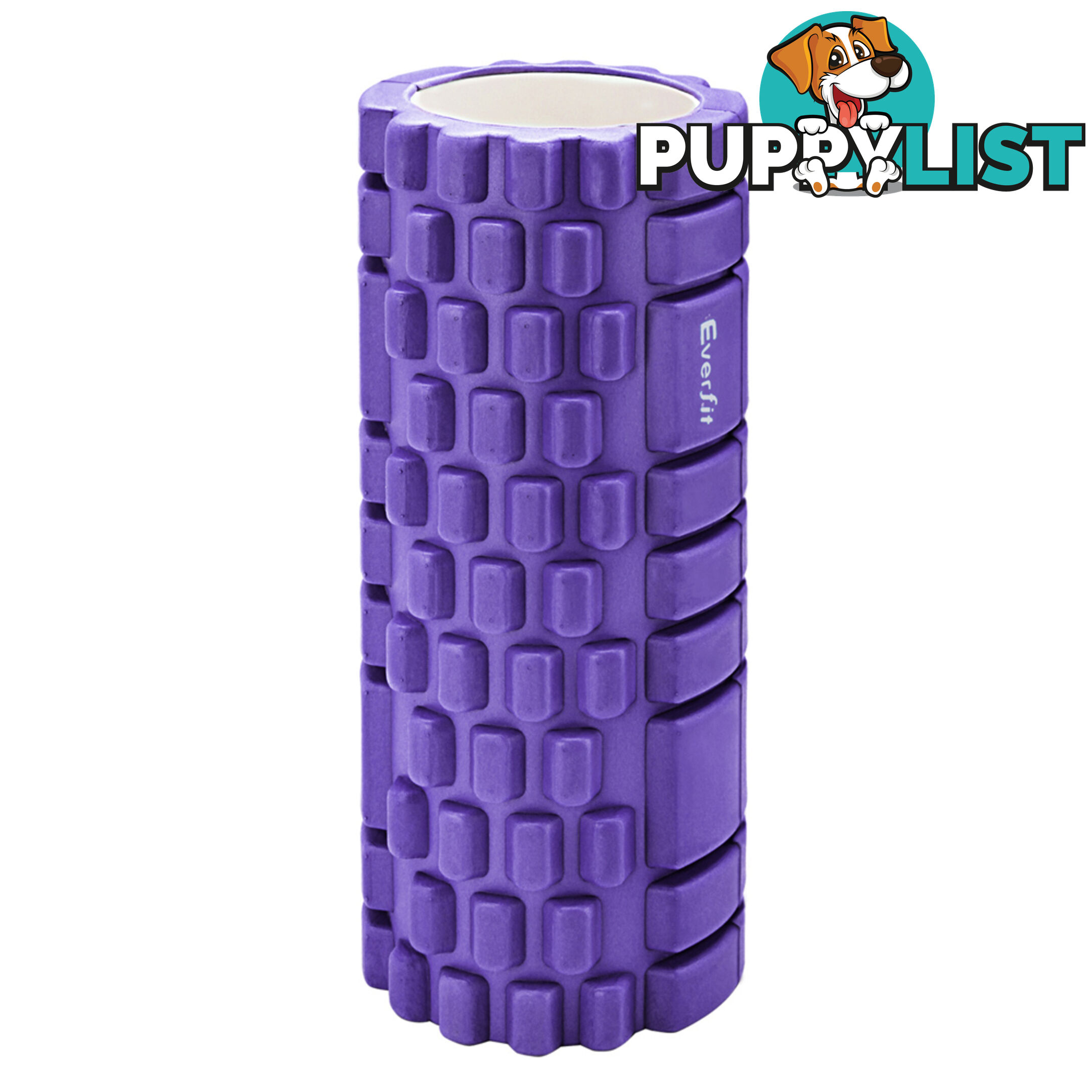 Yoga Gym Pilates EVA Grid Foam Roller Purple 33 x 14cm