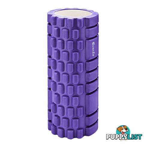 Yoga Gym Pilates EVA Grid Foam Roller Purple 33 x 14cm