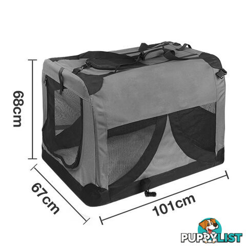 Extra Large Portable Soft Pet Dog Crate Cage Kennel Grey