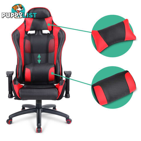 PU Leather & Mesh Reclining Office Desk Gaming Executive Chair - Red