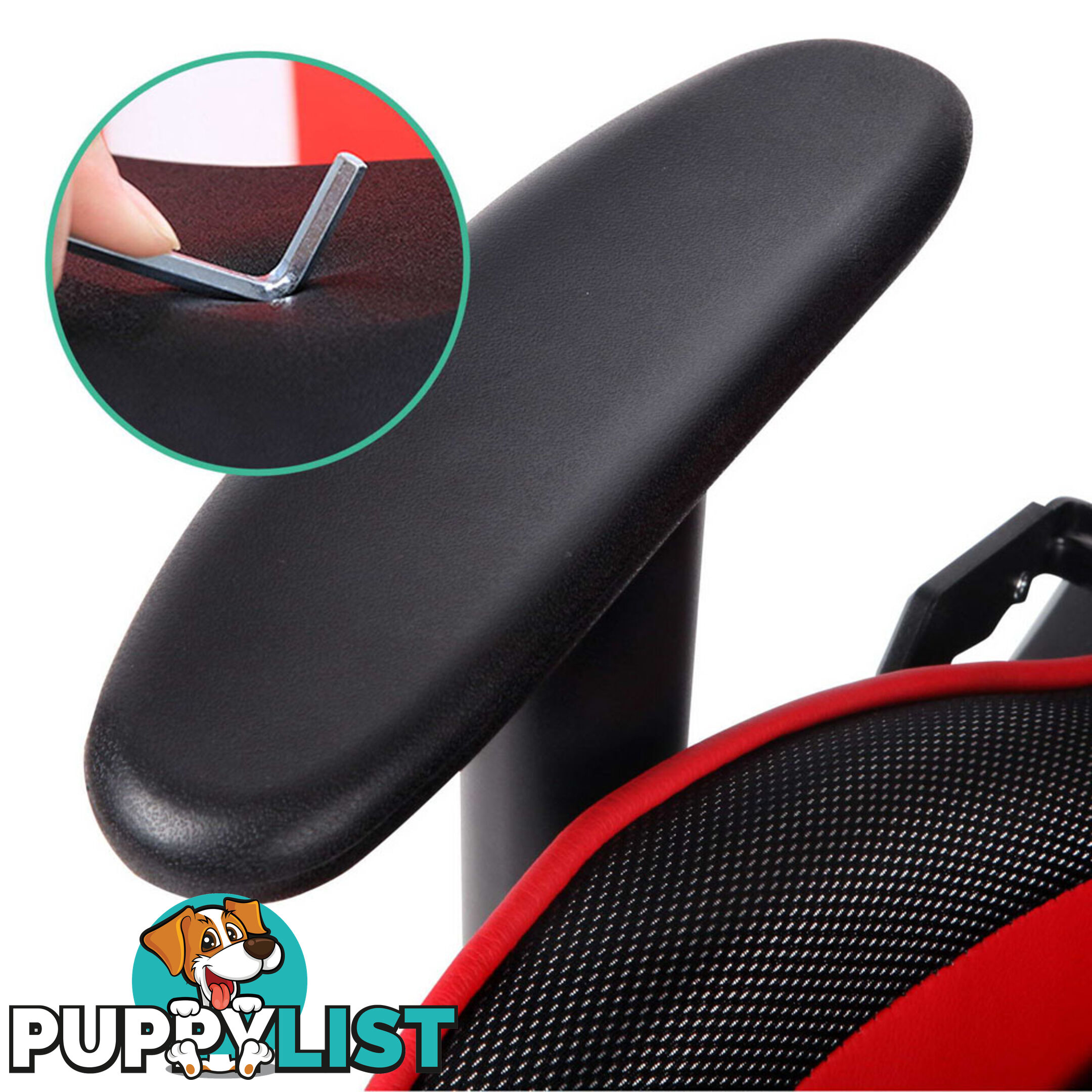 PU Leather & Mesh Reclining Office Desk Gaming Executive Chair - Red