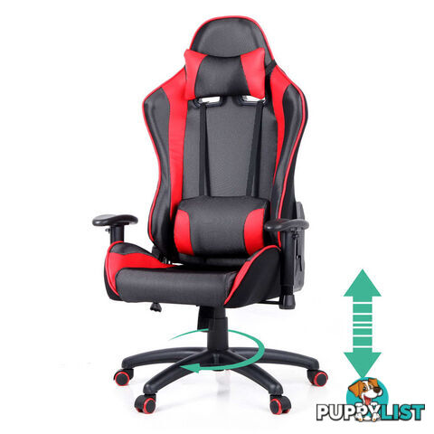 PU Leather & Mesh Reclining Office Desk Gaming Executive Chair - Red