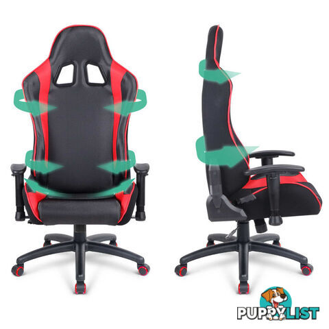 PU Leather & Mesh Reclining Office Desk Gaming Executive Chair - Red