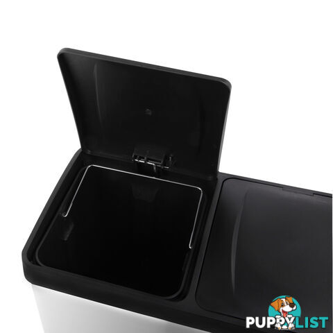 Stainless Steel Pedal  2 Compartments  Rubbish Bin 60L