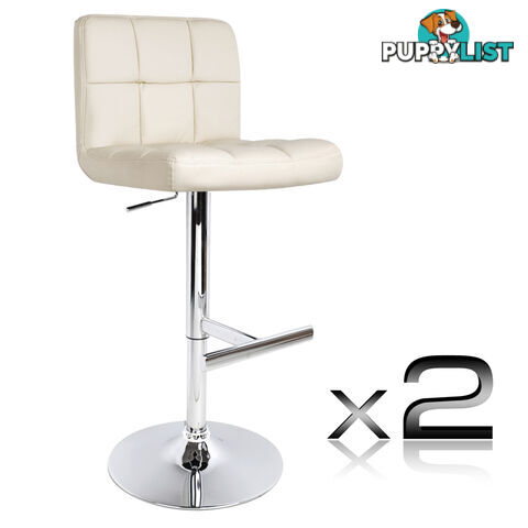 Set of 2 PU Leather Kitchen Bar Stool Beige