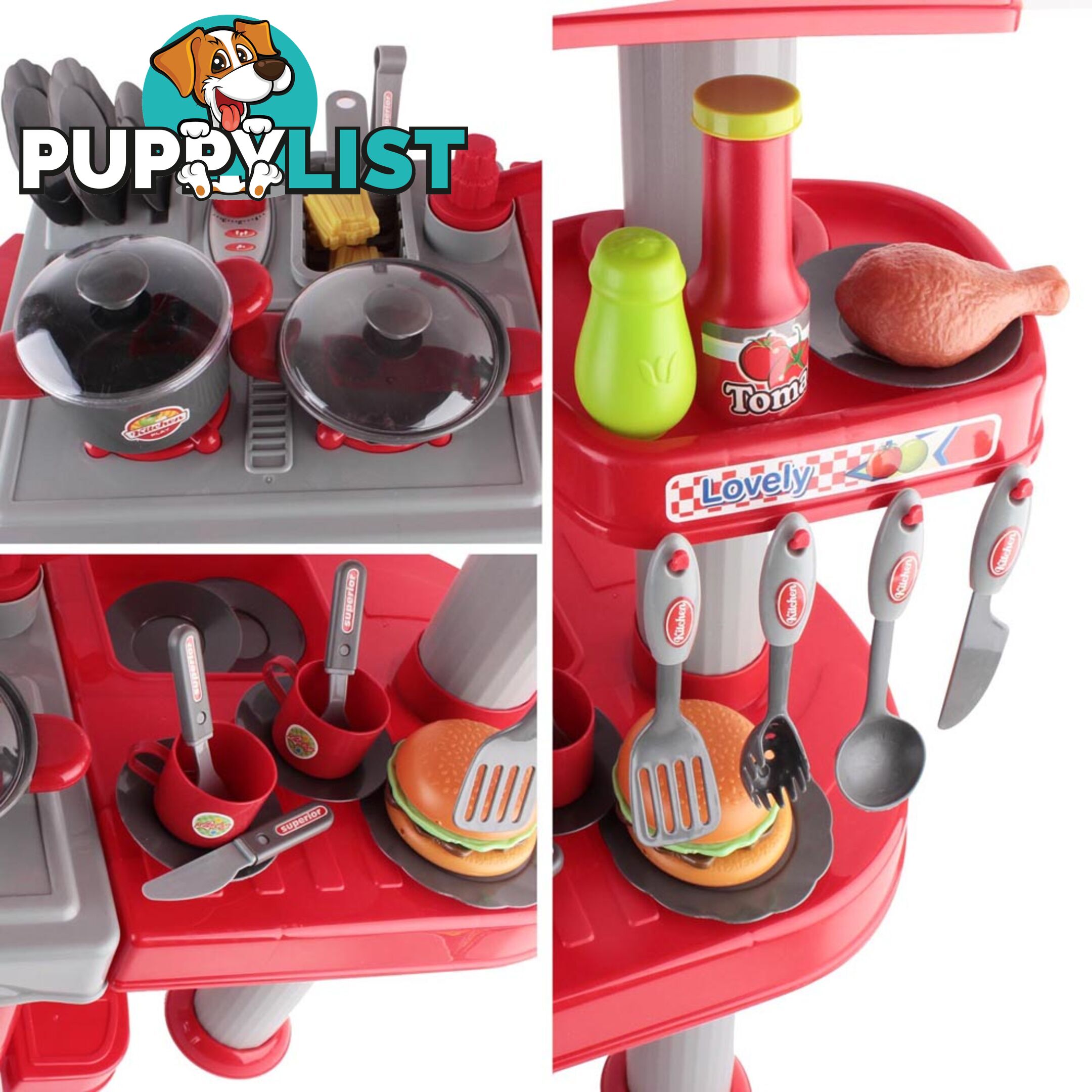 Kitchen Pretend Play Set Red