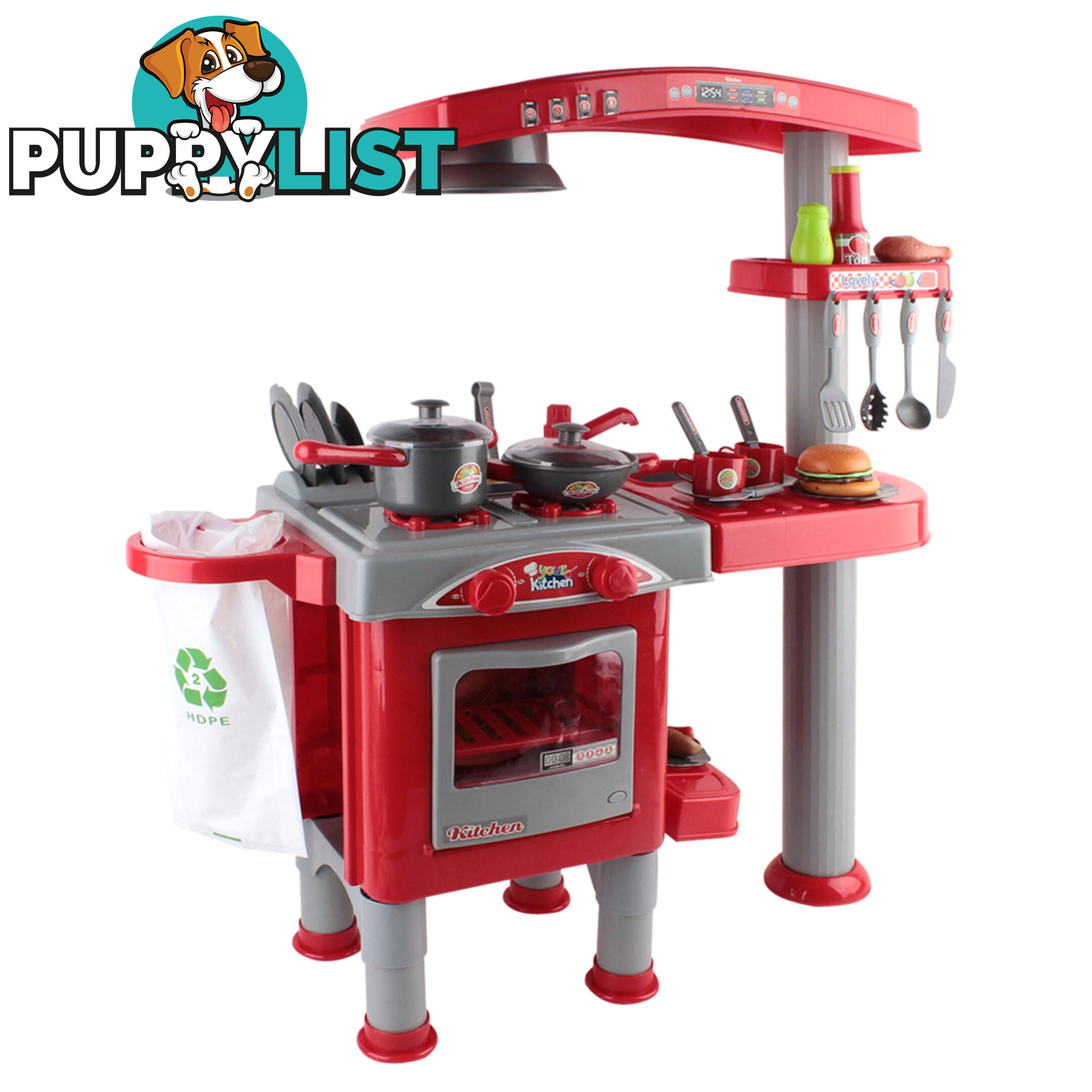 Kitchen Pretend Play Set Red