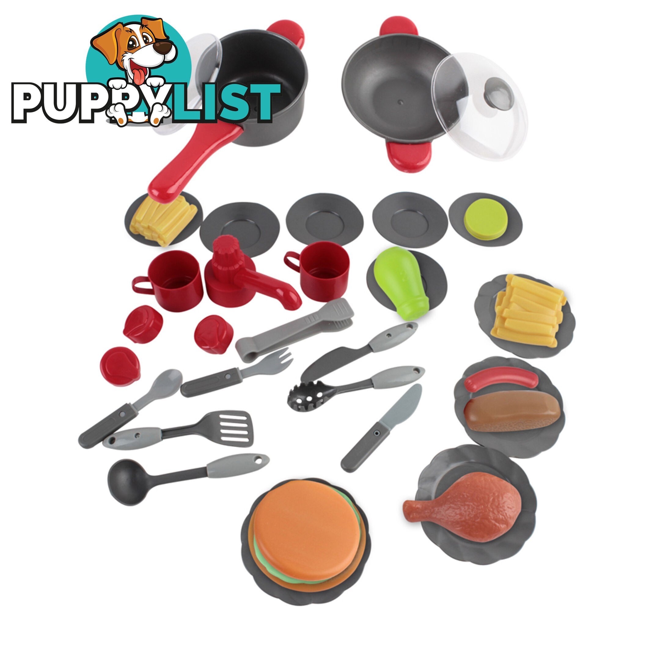 Kitchen Pretend Play Set Red