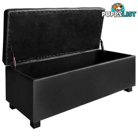 Large Ottoman PU Leather Chest Storage Box Foot Stool Black